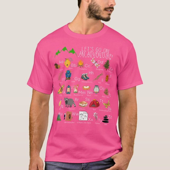 Retro Adventure Camping Alphabet Abcs Hiker Mounta T-Shirt (Front)