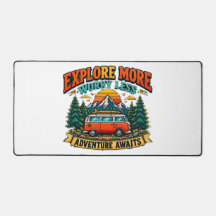 Retro Adventure Camping Desk Mat