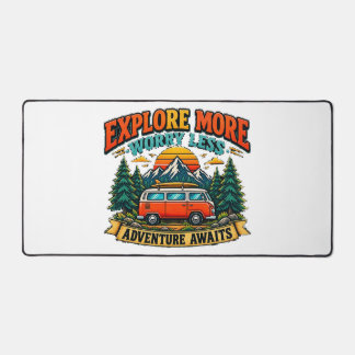 Retro Adventure Camping Desk Mat