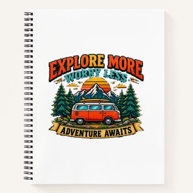 Retro Adventure Camping Spiral Notebook (Front)