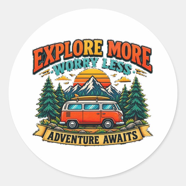 Retro Adventure Camping Sticker  (Front)