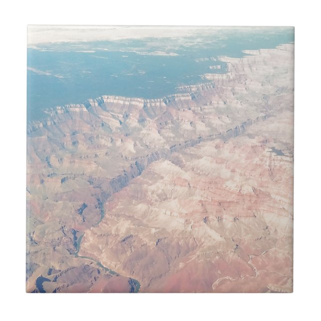 retro aerial grand canyon arizona photo vintage tile (Front)
