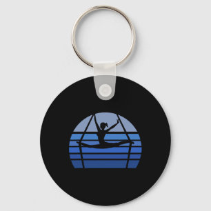 Retro Aerial Yoga Silhouette Lover Gift Aerialist  Key Ring
