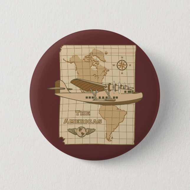 Retro Aeroplane 6 Cm Round Badge (Front)