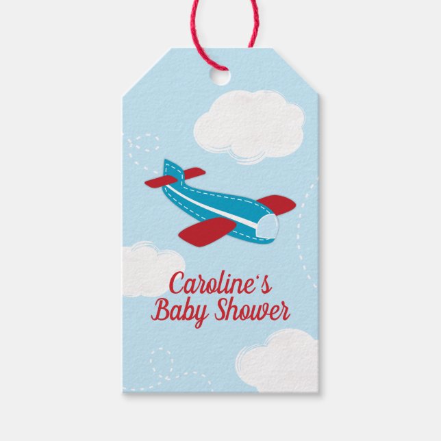 Retro Aeroplane Baby Shower Gift Tags (Front)