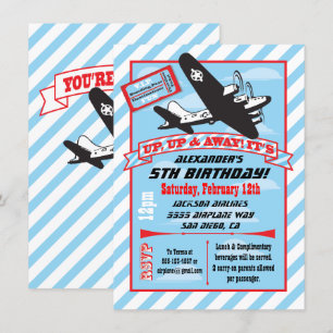 Retro Aeroplane Birthday Party Invitations