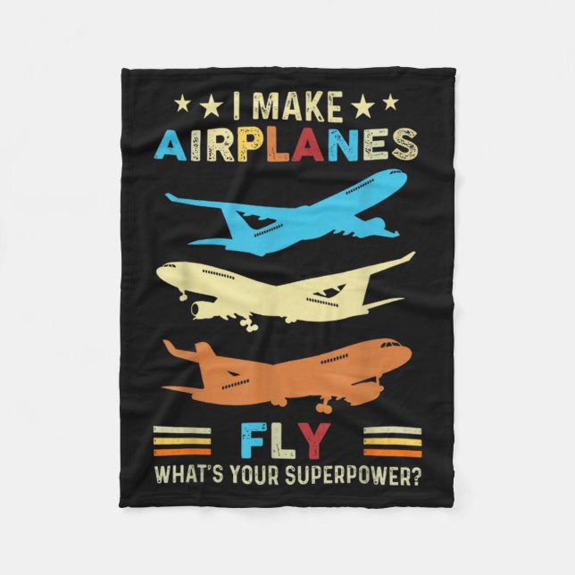 Retro Aeroplane Heartbeat Lot Flying Cool Aviator  Fleece Blanket (Front)