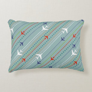 Retro Aeroplane Pattern Accent Pillow