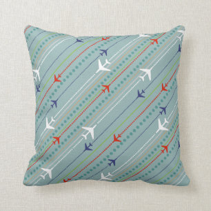 Retro Aeroplane Pattern Button Throw Pillow