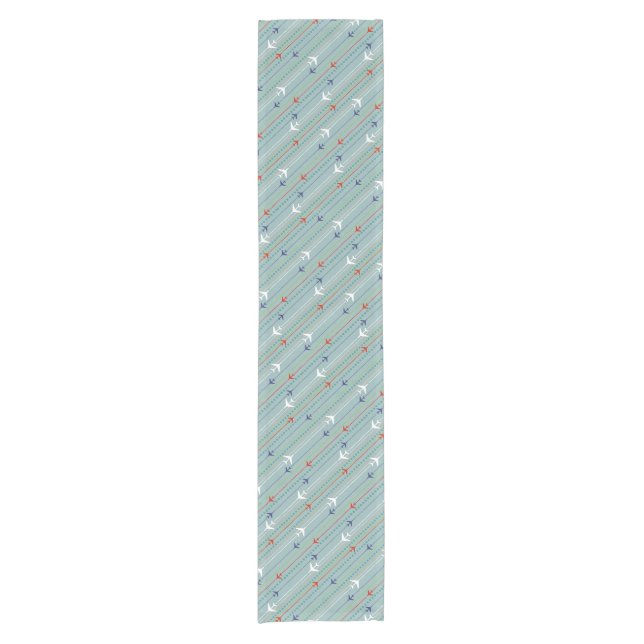 Retro Aeroplane Pattern Cloth Table Runner (Front)