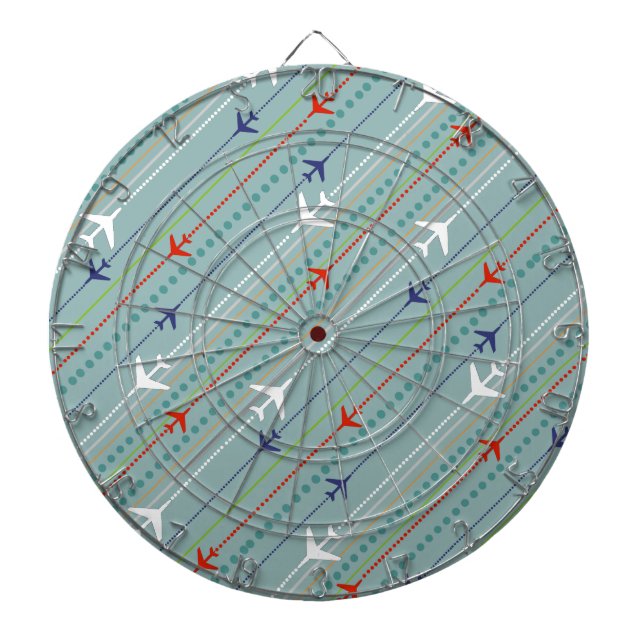 Retro Aeroplane Pattern Dart Board (Front)