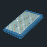 Retro Aeroplane Pattern Denim Nylon Wallet<br><div class="desc">Fasten your seatbelt. This Retro Aeroplane Pattern Nylon Wallet is ready for takeoff. The design features lines of red, royal blue, and white, mid century modern aeroplanes flying across a steel blue background. Thin stripes of orange, lime green and grey, as well as lines of teal dots, add interest to...</div>