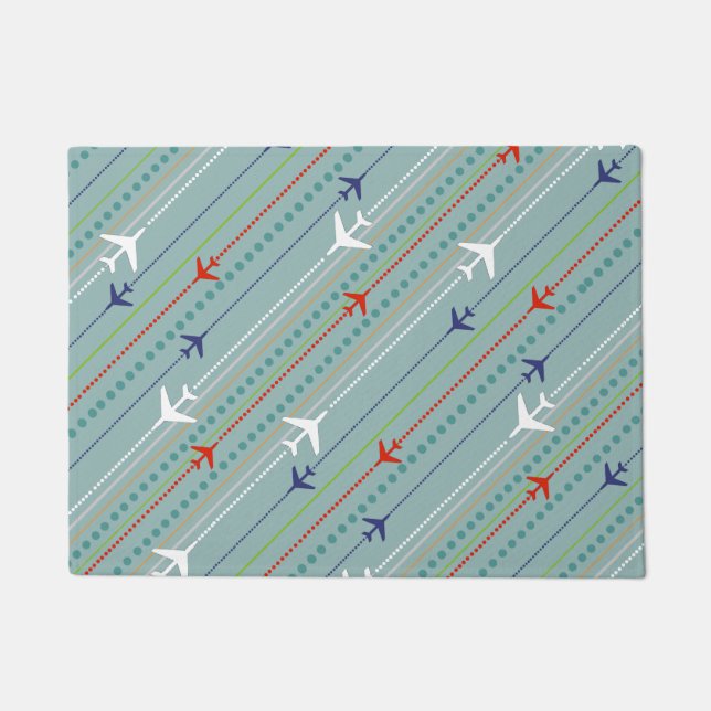 Retro Aeroplane Pattern Door Mat (Front)