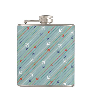 Retro Aeroplane Pattern Flask