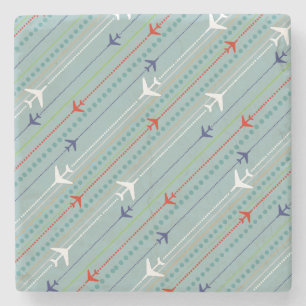 Retro Aeroplane Pattern Marble Stone Coaster