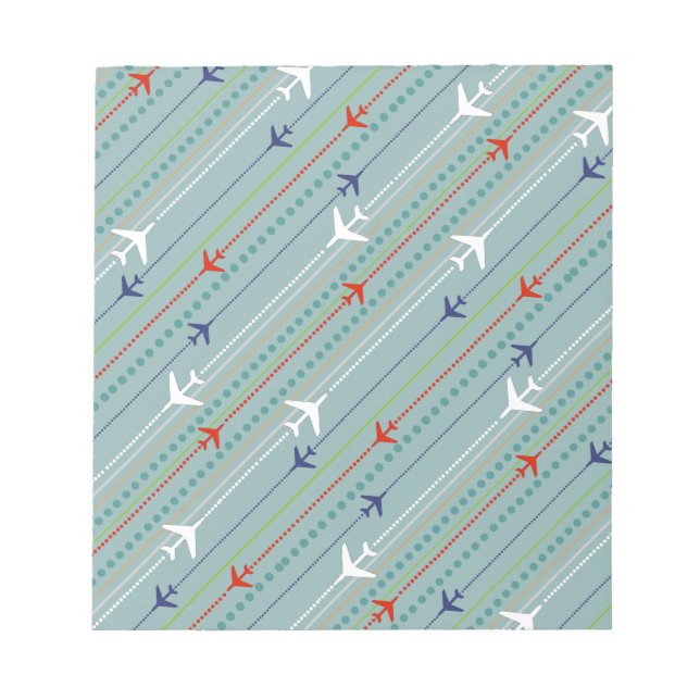 Retro Aeroplane Pattern Notepad (Front)
