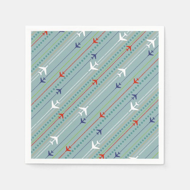 Retro Aeroplane Pattern Paper Napkins (Front)