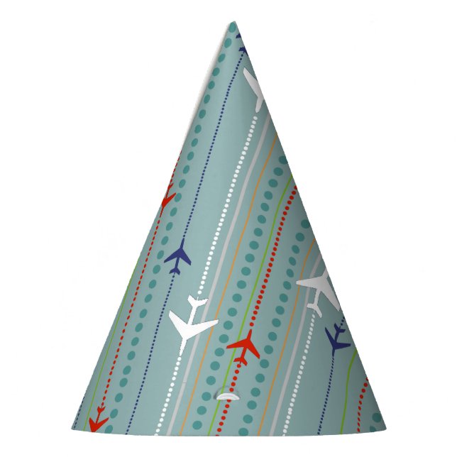 Retro Aeroplane Pattern Party Hat (Left)