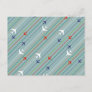 Retro Aeroplane Pattern Postcard