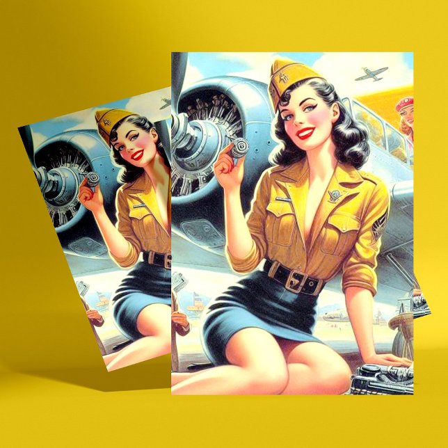 Retro Aeroplane Pin-up Postcard (Creator Uploaded)