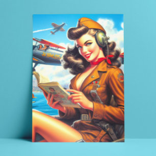 Retro Aeroplane Pin-up Postcard