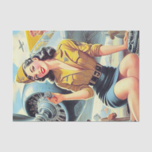Retro Aeroplane Pin-up Tissue Paper