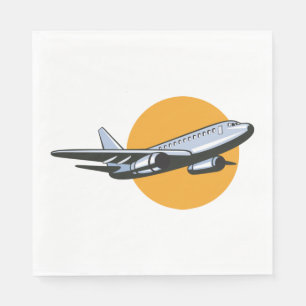 Retro Aeroplane Vintage Jet Travel Art Design  Napkin