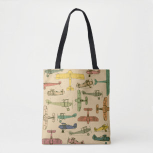 Retro Aeroplanes: Cracked Vintage Pattern. Tote Bag
