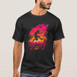 Retro Aesthetic boy doing parkour over the roof T-Shirt