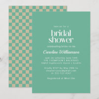 Retro Aesthetic Chequerboard Mint Bridal Shower In