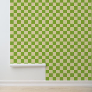 Retro Aesthetic Chequerboard Pattern Green White Wallpaper