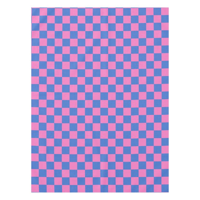 Retro Aesthetic Chequerboard Pattern Pink and Blue Tablecloth (Front)