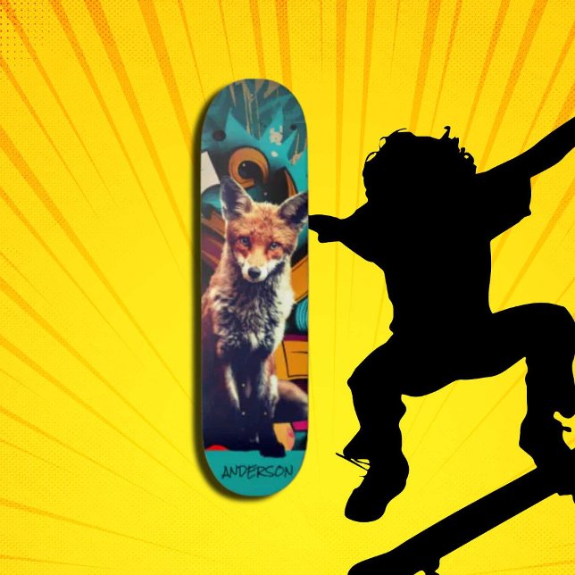 Retro Aesthetic Graffiti Lady FOX Skateboard (Original and best online Zazzle skateboard shop- Urban Warrior)