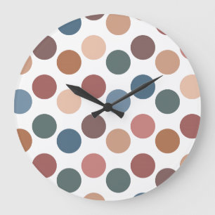 Retro Aesthetic Muted Color Spots Large Clock