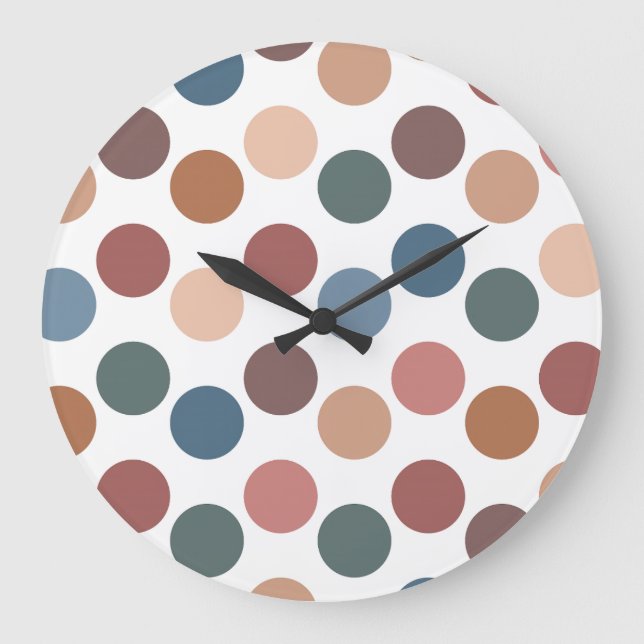 Retro Aesthetic Muted Color Spots Large Clock (Front)