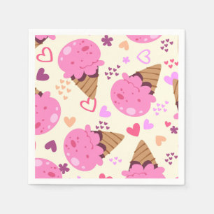Retro Aesthetic Strawberry Ice Cream Napkin