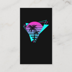 Retro Aesthetic Vaporwave Geometric Palm Trees Business Card