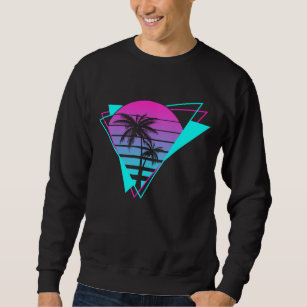 Retro Aesthetic Vaporwave Geometric Palm Trees Sweatshirt