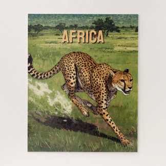 Retro Africa Cheetah Scenic Jigsaw Puzzle