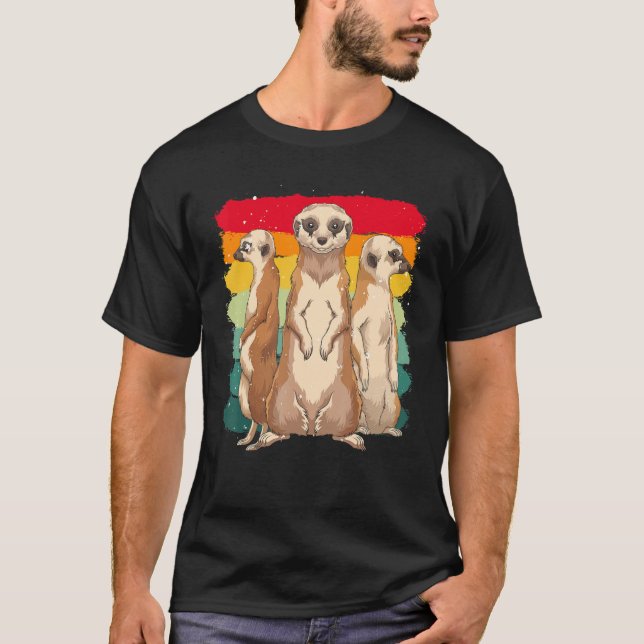 Retro Africa Zoo Animal  Cute Meerkat T-Shirt (Front)