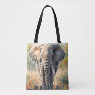 Retro African Elephant Scenic Tote Bag