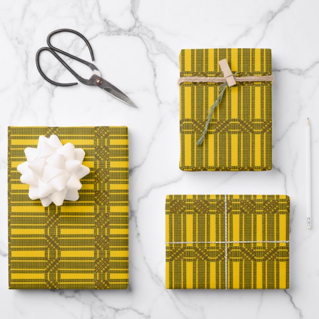 Retro African Geometric  Wrapping Paper Sheet (Front)
