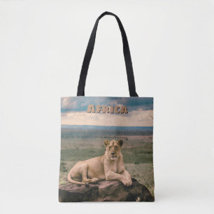 Retro African Lion Scenic Tote Bag