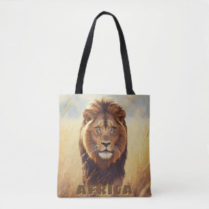 Retro African Lion Scenic Tote Bag
