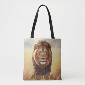 Retro African Lion Scenic Tote Bag