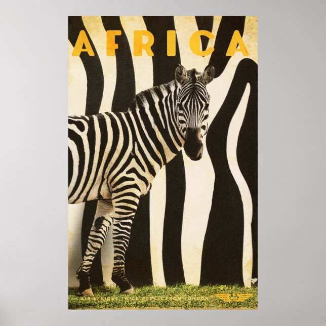 Retro African Mountain Zebra Poster - Part 2 (Front)