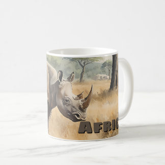 Retro African Rhino Scenic Coffee Mug