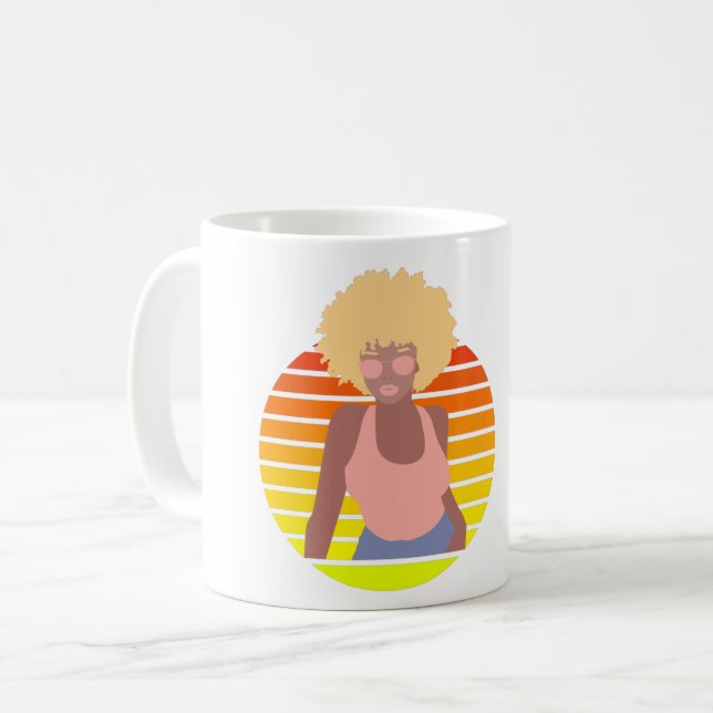 RETRO AFROQUEEN - AFRO AMERICAN QUEEN  COFFEE MUG (Front Left)