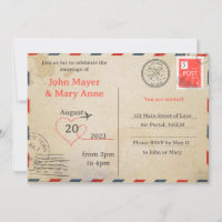 Retro Air Mail Postcard Invitation
