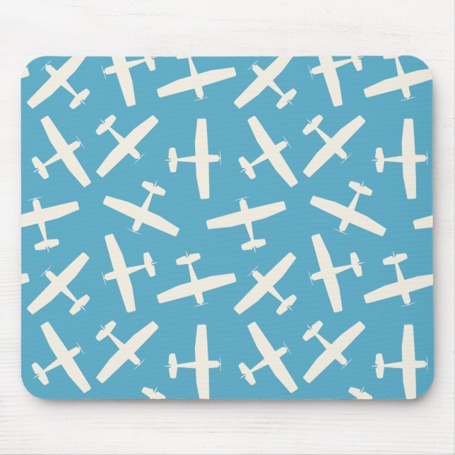 Retro Aircraft Plain Pattern Blue Mouse Pad (Front)